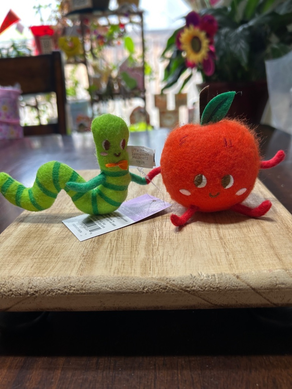 Spritz Worm and Tomato Felt Figures with Embroidered Expressions NWT 2024